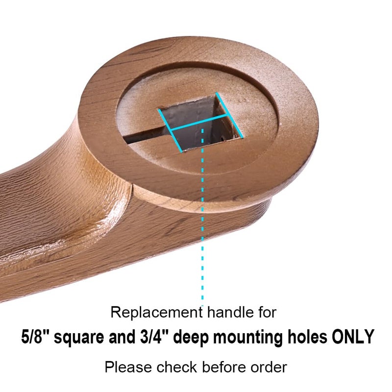 Yoogu 10 inch Recliner Handle Replacement Lever Kits for 5/8 inch Square and 3/4 inch Deep Mounting Hole (Teak Color) - Image 3